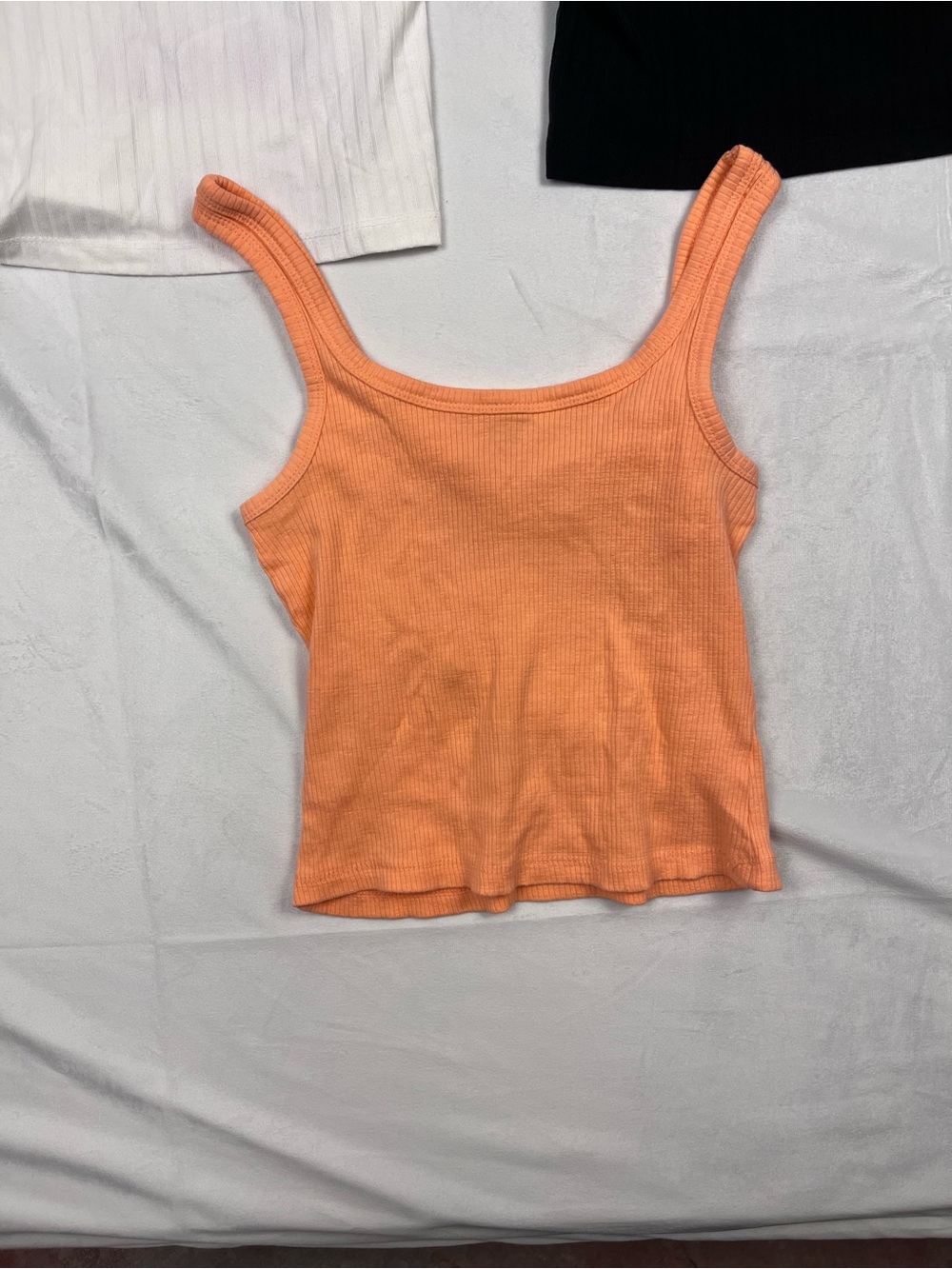 Ardene Ribbed Black White Coral/Peach Crop Tank Top Bundle 3-Pack Size XS - Picture 2 of 9
